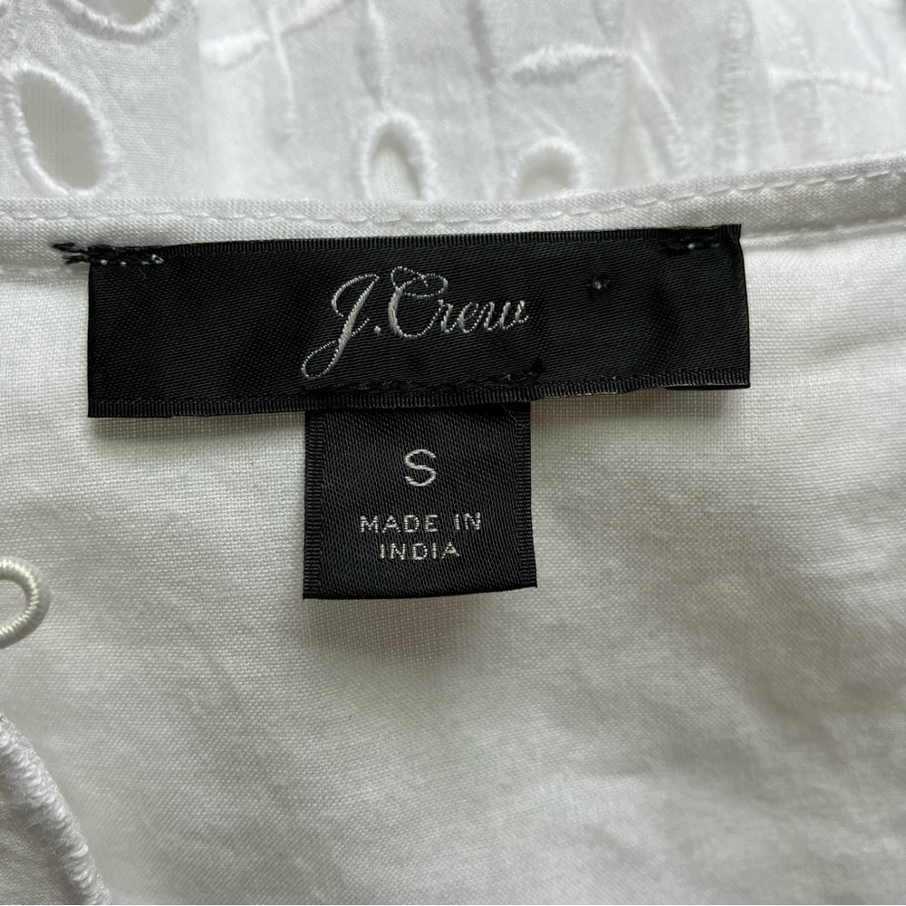 J.Crew White Eyelet Mini Dress | Belted Cotton | Cottagecore Summer size Small - Picture 12 of 12